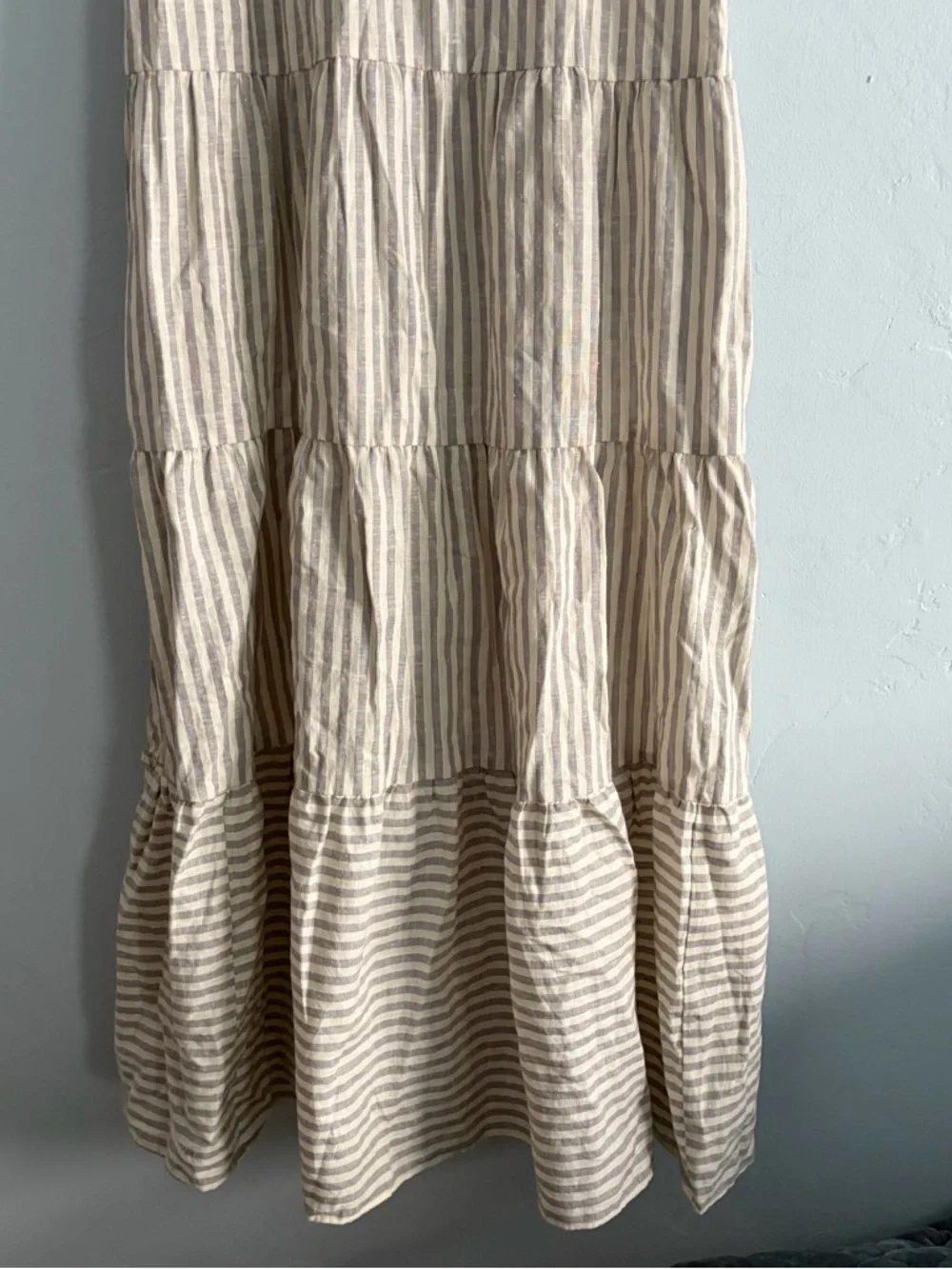 Madewell Striped Tiered Maxi Dress Hemp Vertical Stripe Plain - Picture 4 of 14